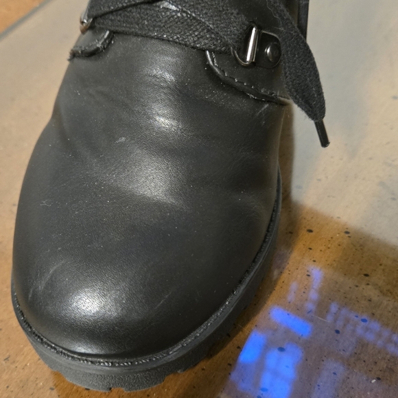 MIA Black Chunky Heel Faux Leather Lace Up Boots Womens 8.5 - Picture 8 of 11